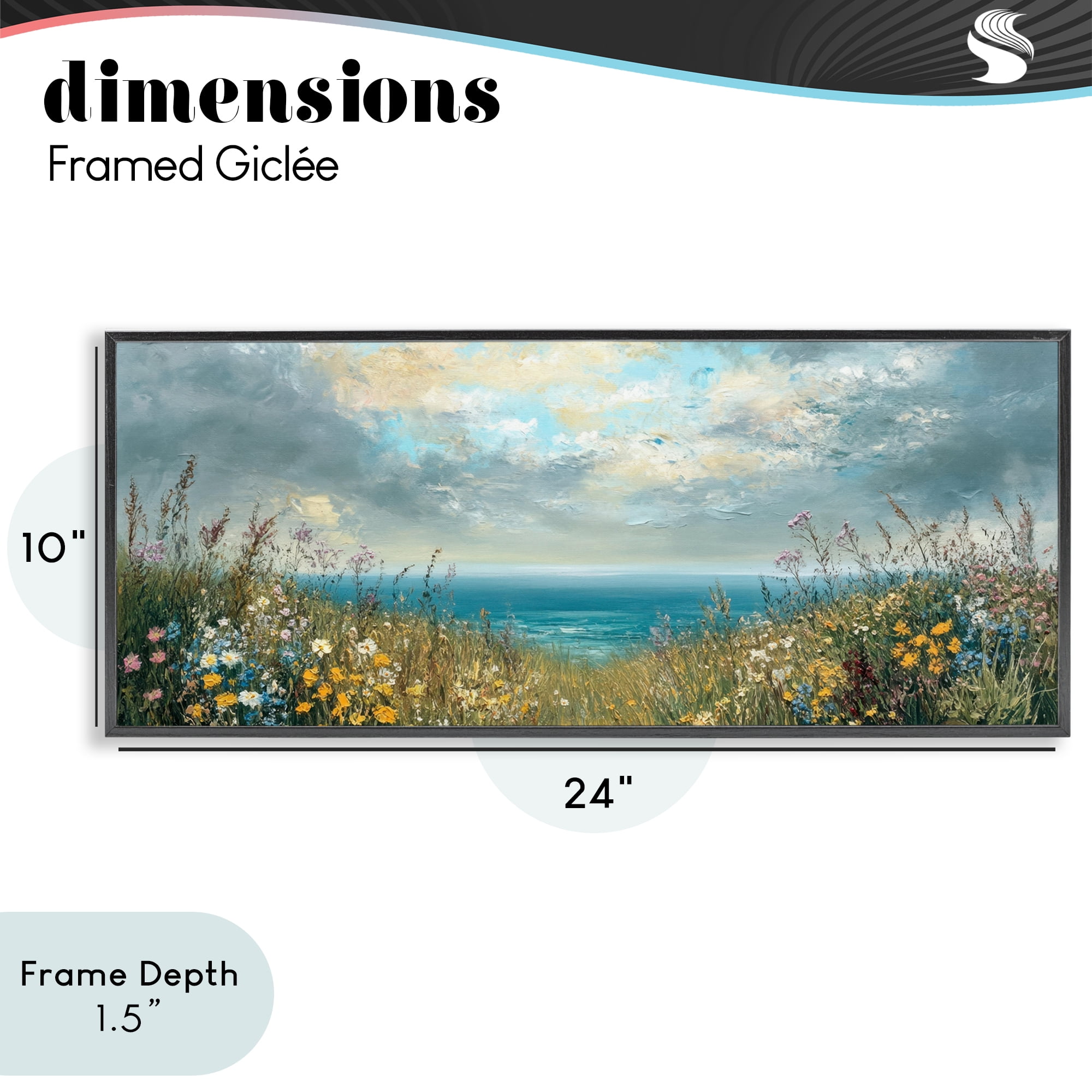 Stupell Industries Scenic Coastal Flowers In Bloom Black Framed Giclee Art, design by Petal Prints Design