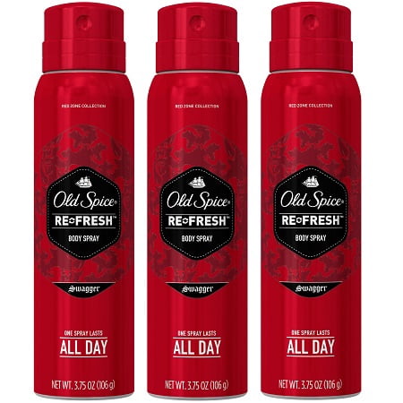 (3 Pack) Old Spice Red Zone Swagger Scent Body Spray for Men, 3.75