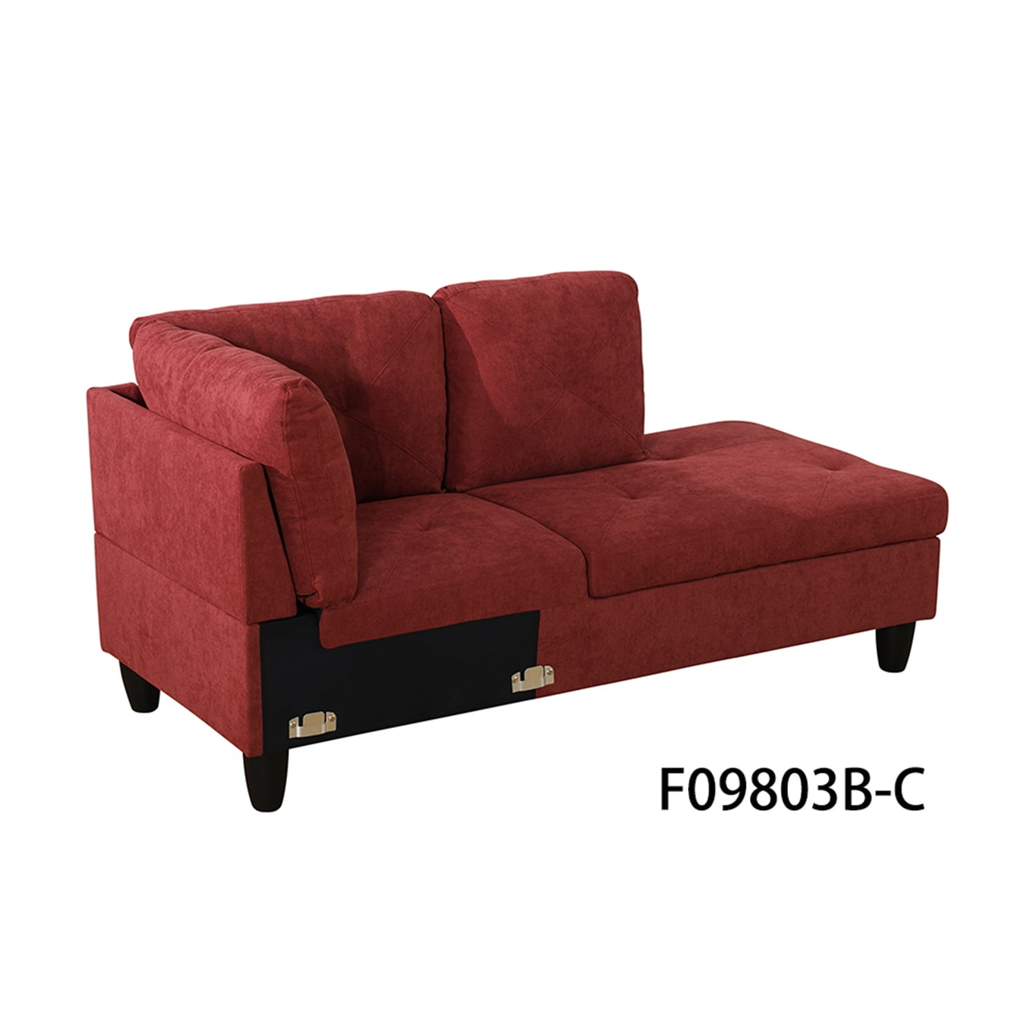 Hommoo 4 Seat Sectional Sofa Living Room Furniture Sets, Modern Flannelette L Shaped Couches and Sofas Model for Home, Red(No Ottomans)