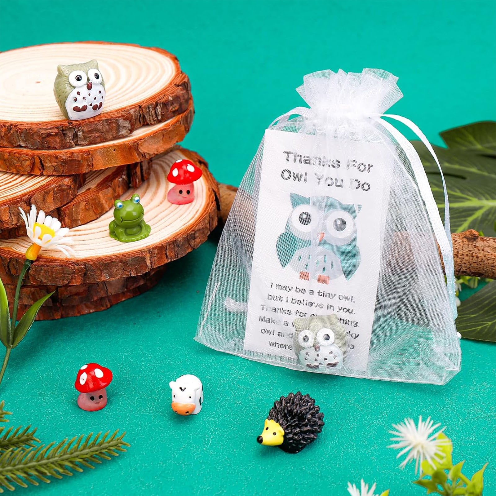 50Pcs Employee Appreciation Gifts Bulk, Appreciation Gifts for for Coworkers, Thank You Staff Office Volunteer Teachers Appreciation Bulk Gifts, Cute Mini Resin Gifts with Inspirational Note Cards