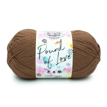 UPC: 0842093130208 | Lion Brand Yarn Pound of Love Mocha 1 Pound Medium Premium Acrylic Brown Yarn 1 Pack