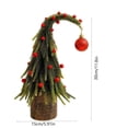 thumbnail image 4 of Christmas Tree Tabletop Decor, Bent Artificial Small Xmas Tree with Red Berries & Ornament Ball, Potted Christmas Centerpiece for Mantel, Shelf, Dining Table, Farmhouse Indoor Holiday Party Decor, 4 of 7