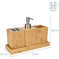 thumbnail image 4 of Juego de accesorios de baño - 4 accesorios de baño de bambú - Portacepillos de dientes - Dispensador de jabón - Vaso - Soporte, 4 of 5