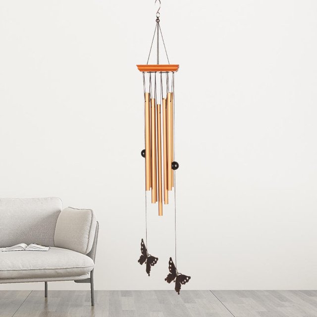 Carrillon de Viento Exterior, 9 Tubos de aleación de Aluminio, ampanas de Viento para Jardin, arbol, casa de Madera,Decoracion casa (Dorado) XianweiShao 8390615135962