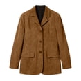 thumbnail image 2 of Umfun Jackets for Women Suede Texture Button Down Relaxed Casual Fall Winter Mid-Length Outerwear Coats for Women Work Office and Casual Daily Wear Activities, 2 of 9