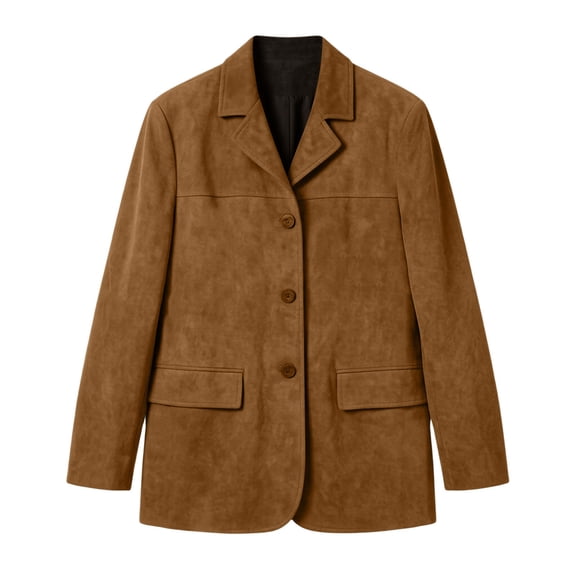 QQNHM Womens Suede Jacket Button Down Long Sleeve Lightweight Coat Collared Fall Winter Warm Outerwear