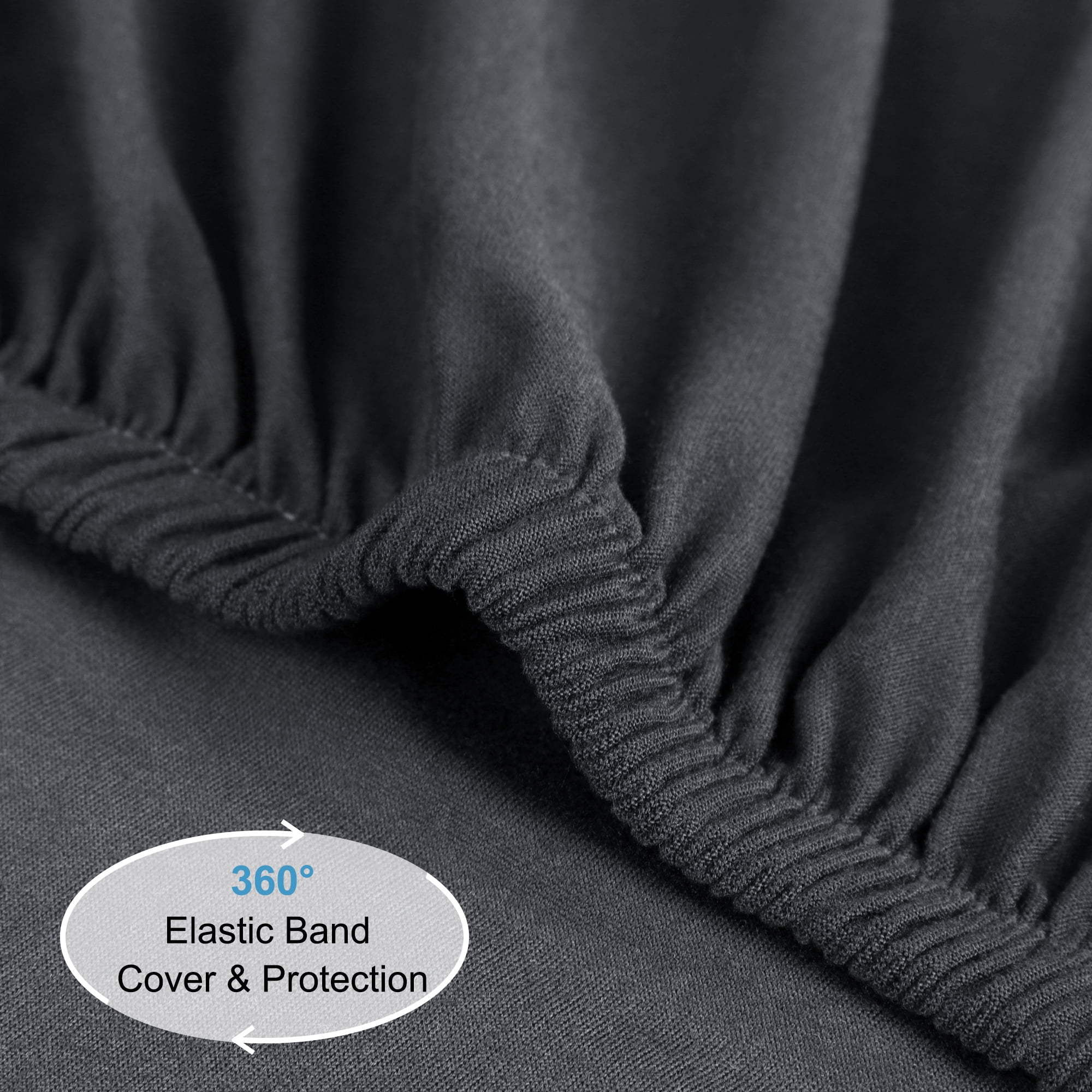Unique Bargains Soft 190GSM Queen 16 Inch Deep Pocket Fitted Sheets Dark Gray Twin