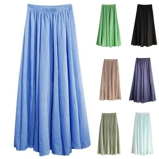 Casual Solid Flared Skirt Black Plus Size Skirts