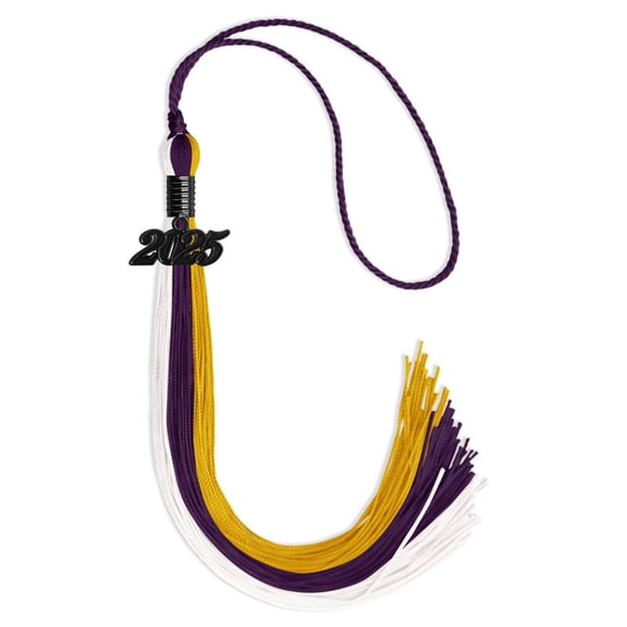 Endea Graduation Purple/Gold/White Graduation Tassel with Black Date Drop