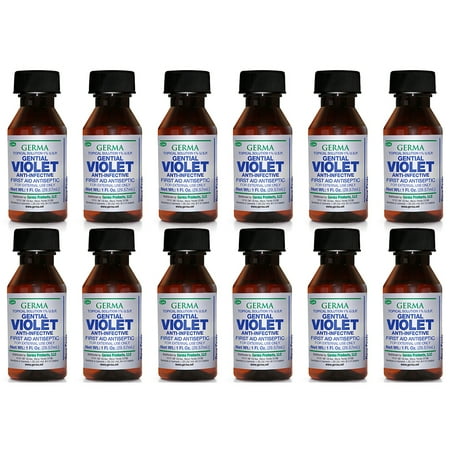 Germa Gentian Violet. First Aid Antiseptic. Prevents Skin Infection in Minor Scrapes, Cuts and Burns. 1 oz. Pack of 12