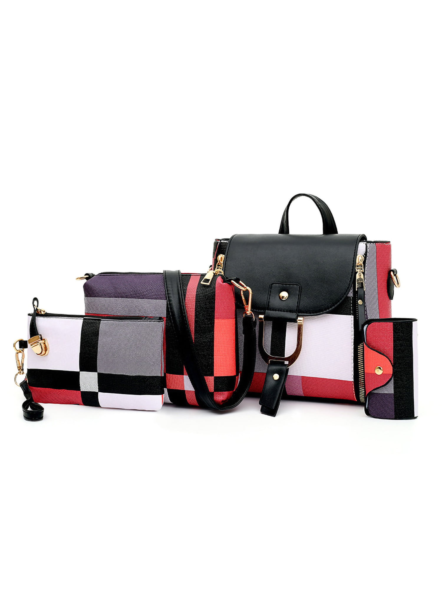 Colisha 4Pcs Women Leather Tote Handbag Shoulder Bags Fashion Top