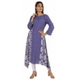 thumbnail image 4 of Moomaya Solid Rayon Kurta For Women bell Sleeve Drawstring Neck Long Ethnic Kurti, 4 of 7
