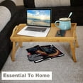 thumbnail image 2 of Wulawindy Bamboo Bed Tray with Folding Legs, Rectangle Wooden Lap Desks, 20''x12", Beige, 2 of 9