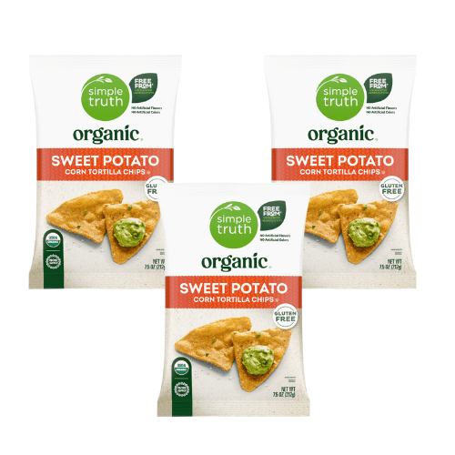Simple Truth Organic Sweet Potato Corn Tortilla Chips, Gluten Free, 3 Pack, 7.5 oz