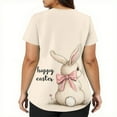 thumbnail image 4 of OIOLOYJM Easter Scrubs Tops for Women 2026 Happy Stretch Bunny Eggs Graphic Tops Short Sleeve V Neck Shirt Casual Plus Size Blouse with Pockets Beige L, 4 of 5