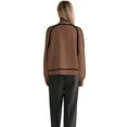 thumbnail image 5 of Female Mock Neck Pullover Sweaters Casual Fall Winter Long Sleeve Color Block Loose Knitted Tops Brown S, 5 of 10