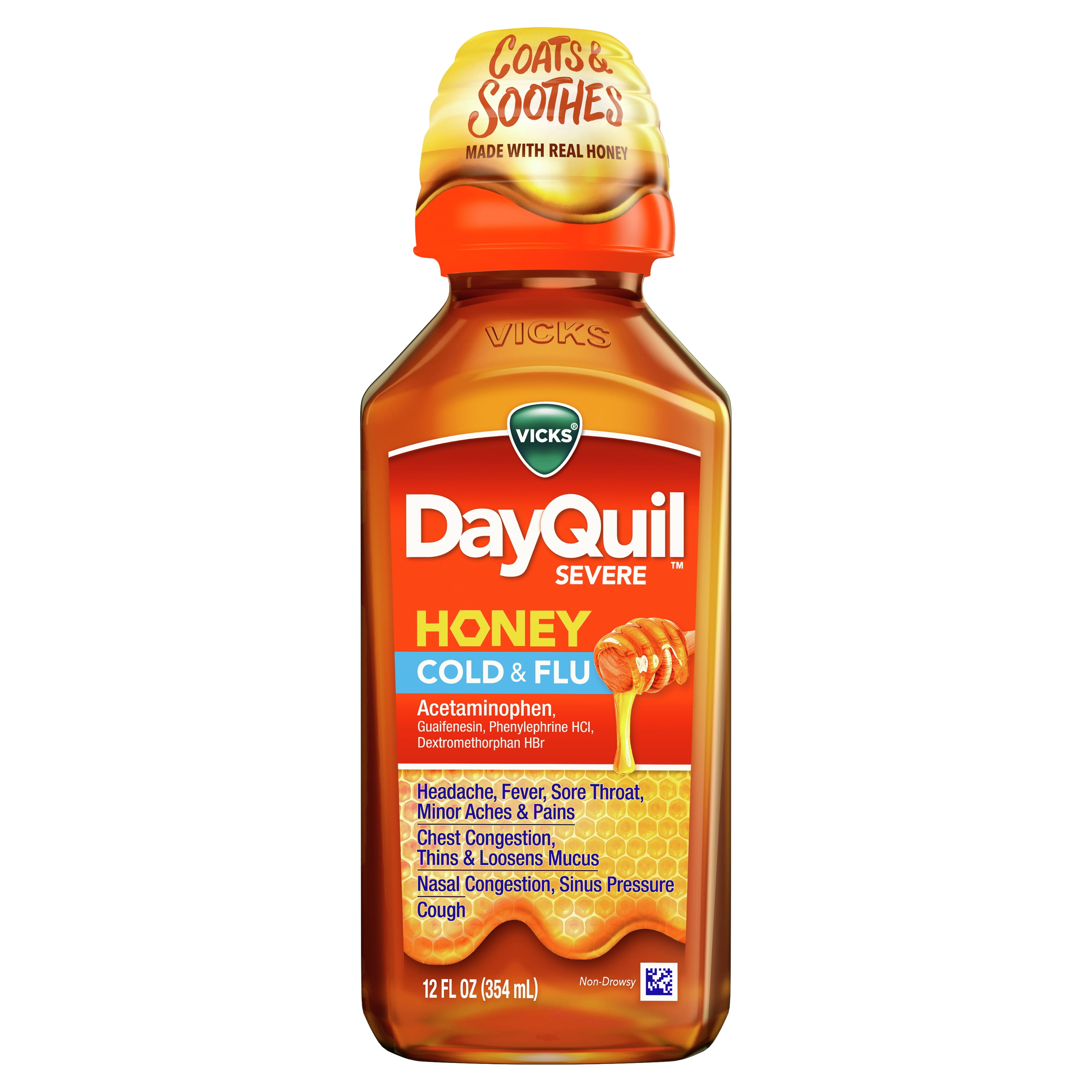 Vicks Dayquil Severe Honey Cough, Cold and Flu Medicine, 12 oz