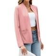 thumbnail image 3 of QAFOPEH Women Open Front Long Sleeve Work Office Lightweight Suit Blazer With Pockets, 3 of 4