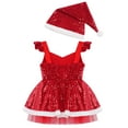 thumbnail image 4 of Alvivi Baby Girls Christmas Dress Sequined Santa Claus Princess Tutu with Hat, 4 of 7