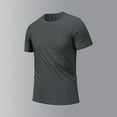 thumbnail image 2 of FRSASU Men Summer Solid Color Round Neck Tee Casual Short Sleeve T-Shirt Men Clothing Summer Tops Gray, 2 of 8
