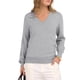 thumbnail image 1 of Suéter de Larga con Cuello en V para Mujer, Estilo Casual Clásico de Otoño, Suave y Holgado, Básico, Tipo Jersey Plateado L, 1 of 10