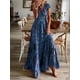 thumbnail image 2 of Vestido Largo Con Cuello De Volantes Y Estampado Floral, Vestidos Largos De Verano Con Cintura De Manga Corta Boho, Ropa De Mujer, 2 of 4