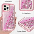 thumbnail image 6 of TASHHAR iPhone 14 Pro Case with Screen Protector 3 in 1 Anti Scratch Protection Clear Bling Glitter Shockproof Durable Moving Shiny Quicksand Liquid Case for iPhone 14 Pro 6.1 inch 2022 Phone Pink, 6 of 9