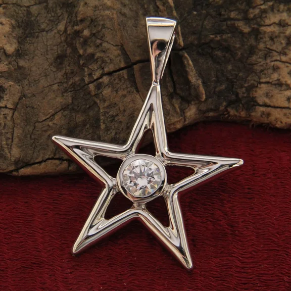 New 1 Ct Round Cut Simulated Diamond Solitaire Charm Necklace Pendant 14K White Gold Plated