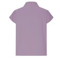 thumbnail image 5 of Olyvenn Cotton Linen Tops for Women Dressy Cap Sleeve Loose T Shirts Solid Color Turtleneck Casual Work Tunic Blouses Purple M, 5 of 6
