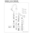 thumbnail image 6 of Kingston Brass KS8268DKLBS Kaiser Two-Handle 4-Hole Deck Mount Bridge Kitchen Faucet with Brass Side Sprayer in Brushed Nickel, 6 of 8