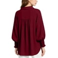 thumbnail image 3 of MYAOYINo Boundaries Womens Button Down Shirt Smocked Cuffs Long Sleeve Casual Blouse with Pocket, 3 of 8