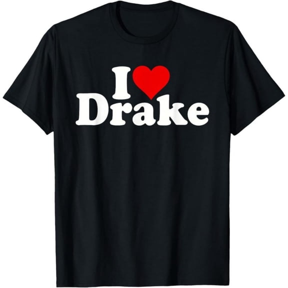 Men's 100% Cotton T-Shirt 180gsm - I Love Heart Drake T-Shirt, Black Comfortable Breathable Soft Tee, Valentine's Gift for Men