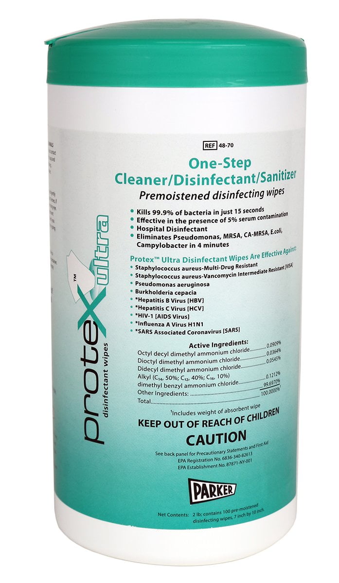 Parker Labs 48-70 Protex Ultra Disinfectant Wipes 7 in. x 9.5 in