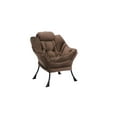 thumbnail image 4 of Living Room Chairs Modern Cotton Fabric Lazy Chair, Accent Contemporary Lounge Chair, Single Steel Frame Leisure Sofa Chair with Armrests and A Side Pocket (Brown ), 4 of 9