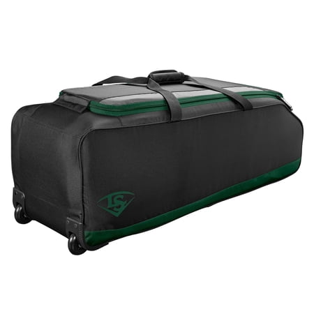 Louisville Slugger Omaha Rig Baseball Equipment Wheeled Bag  Black and Dark Green