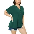 thumbnail image 4 of VERABENDI Women's Plus Size Tops Dropped Shoulder Short Sleeve Blouses Button Up V Neck T-Shirts,1X/2X/3X/4X, 4 of 6