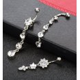 thumbnail image 3 of 3-6PCS 14G 316L Stainless Steel Belly Button Rings for Women Navel Rings Barbell Dangle Flower CZ Body Piercing, 3 of 7