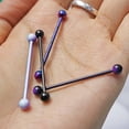 thumbnail image 5 of OUFER 14G Industrial Earrings 4PCS Stainless Steel Industrial Barbell Purple Black Splatter Industrial Piercing Jewelry for Women, 5 of 8