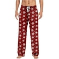 thumbnail image 3 of Xuniizn Mens Pajama Pants, Christmas Prints Drawstring Elastic Waist Breathable Casual Loose Pajama Bottoms, Stretchy Soft Cozy Holiday Sleep Pants, S-5XL, 3 of 5
