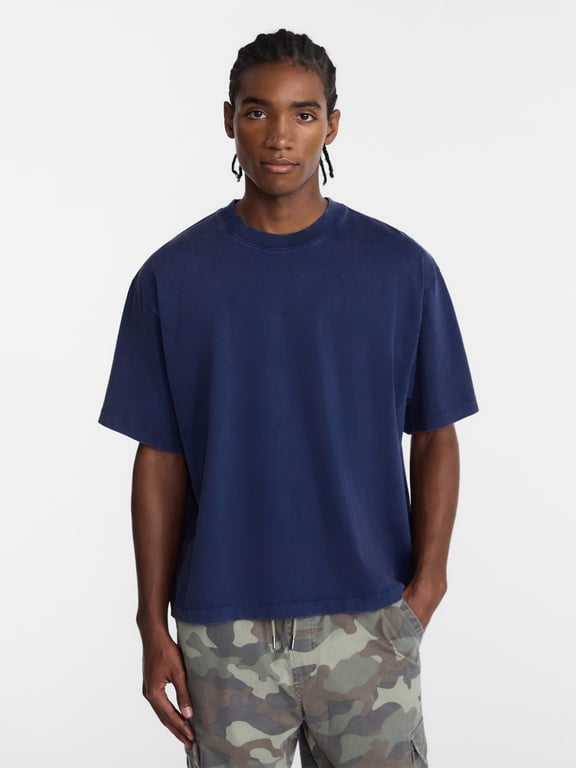 Boxy Fit Heavyweight Tee Shirt with Short Sleeves, Men's Sizes XS-4XLT