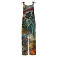 thumbnail image 3 of DDAPJ pyju Womens 4th of July Jumpsuits American Flag Print Sleeveless Wide Leg Overalls Plus Size Linen Rompers with Pockets 90% off Clearance Sale Army Green XL, 3 of 5