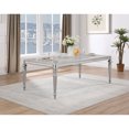 thumbnail image 3 of HomeStock Antique Appeal Rectangular Dining Table - Metallic Platinum with PVC and Mirror Edge, Extension Leaf, Asian Hardwood, Elegant Design, 3 of 6