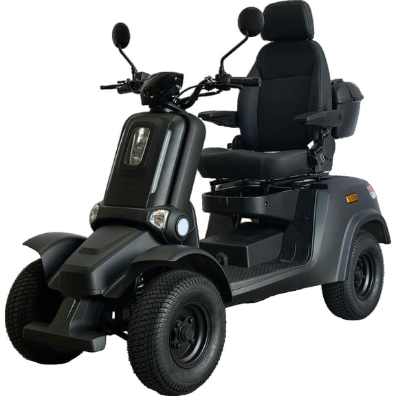 Adjustable 4-Wheel Mobility Scooter with USB Ports, Black, 350 lb Limit