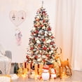 thumbnail image 1 of Patiojoy 6 FT Snow Flocked Christmas Tree Hinged Pine Tree with Solid Metal Stand, 1 of 10