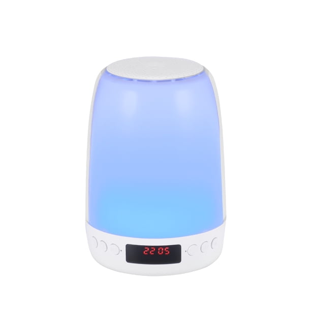 Lámpara de noche con reloj despertador Altavoz inalámbrico Bluetooth Lámpara de noche colorida Radio FM 7 colores 3 modos AweSitey EL010088-00