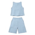 thumbnail image 5 of Zynoxe Womens Two Piece Short Sets Cotton Linen Plus Size Tank Top and Shorts Summer Outfits Matching Sets Women ClothingLight BlueS, 5 of 6