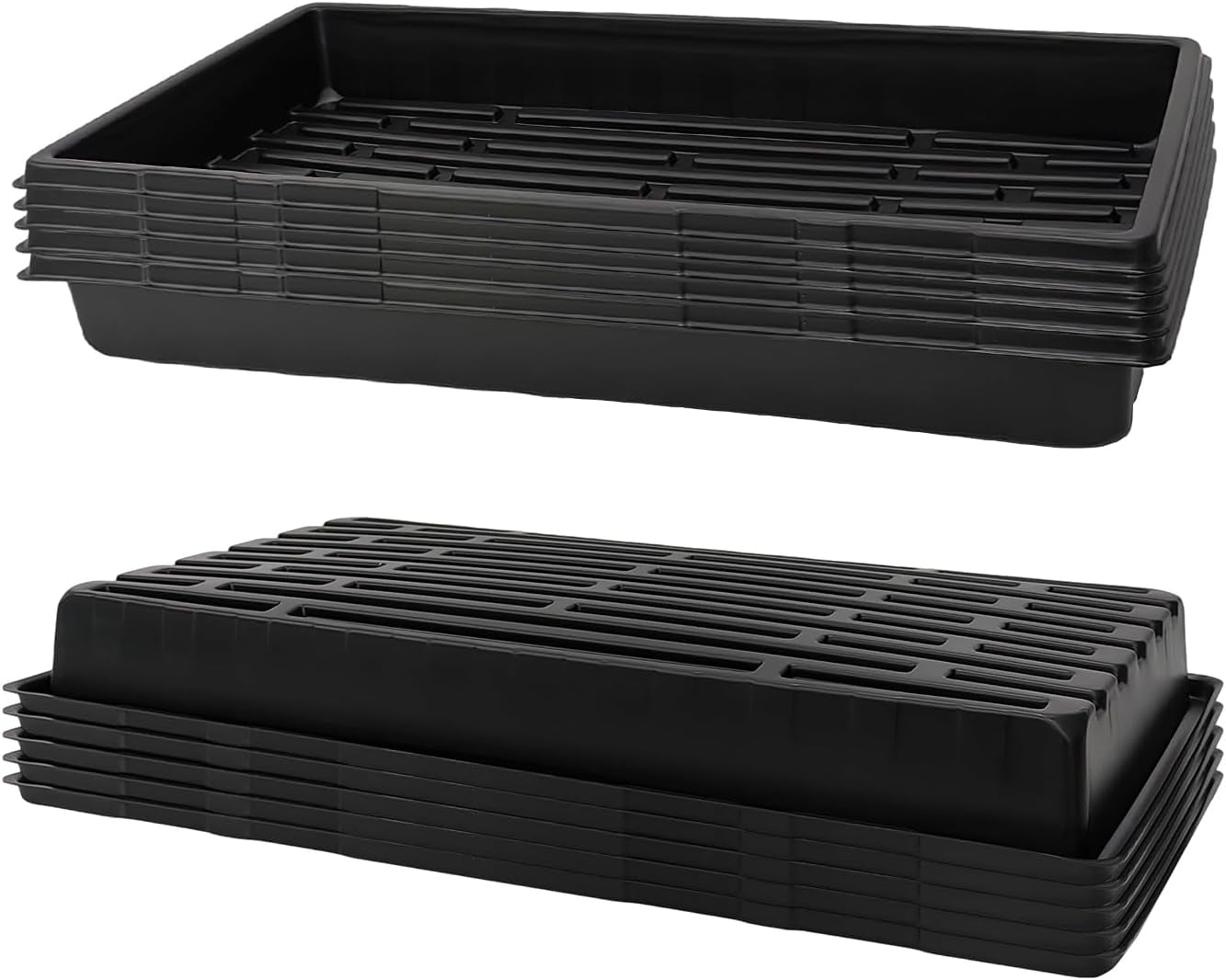 Reusable Heavy Duty Extra Thick Seed Starting Trays, 10 Pack No Holes Propagation Flats for Microgreens, Seedlings, Germination, Fodder and Transplant