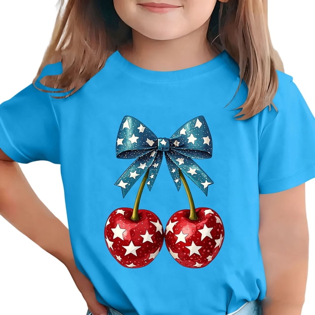 T-Shirt pour Enfants, Imprimé de la Fête de l'Indépendance à Manches Courtes et Col Rond, Haut Décontracté et Polyvalent pour Garçons et Filles de 3 à 15 Ans