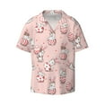 thumbnail image 2 of Lsque Easter Rabbit print Men's Cuban Collar Short Sleeve Shirt Summer Beachwear Casual Button Down Fashionable Vacation Leisure Shirt-X-Large, 2 of 7