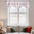 thumbnail image 3 of Tie Up Valances for Windows, Pink Grey Stripe Adjustable Valance Curtains Window Treatment for Living Room/Bedroom, Minimalist Farmhouse Striped Rod Pocket Kitchen Curtains & Drapes 42x12 Inch, 3 of 9